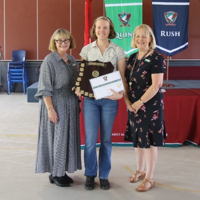College Principal Carmel O'Brien, Eleanor Smith College DUX 2023 and Head of College Mrs Mandy Sullivan